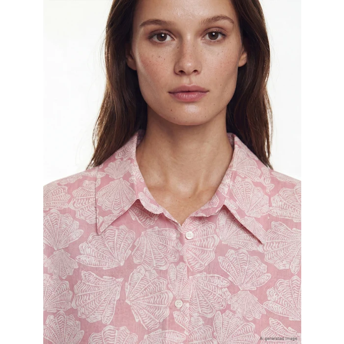 LCW Modest Pembe Desenli Oversize Kadın Gömlek Tunik