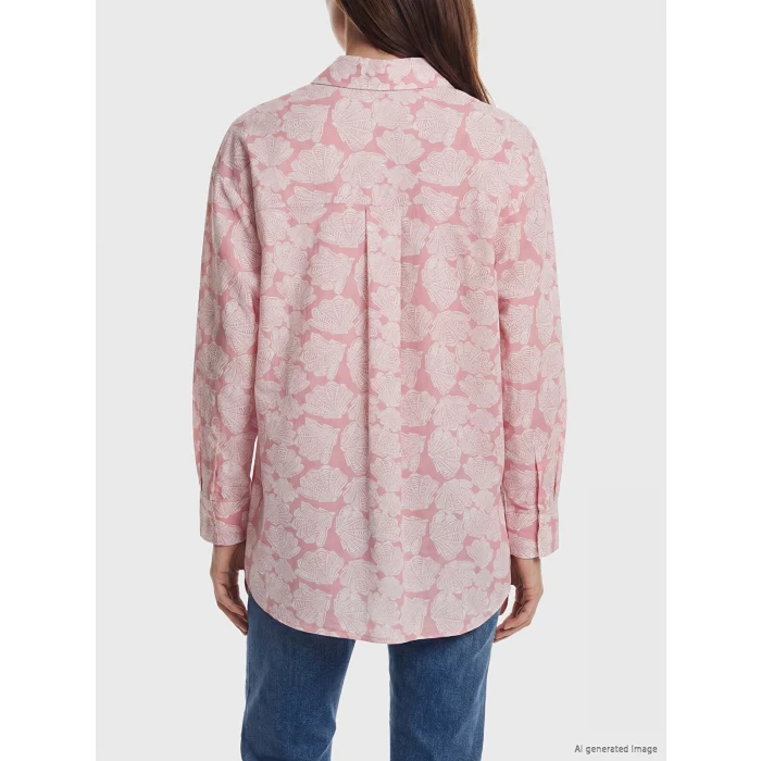 LCW Modest Pembe Desenli Oversize Kadın Gömlek Tunik