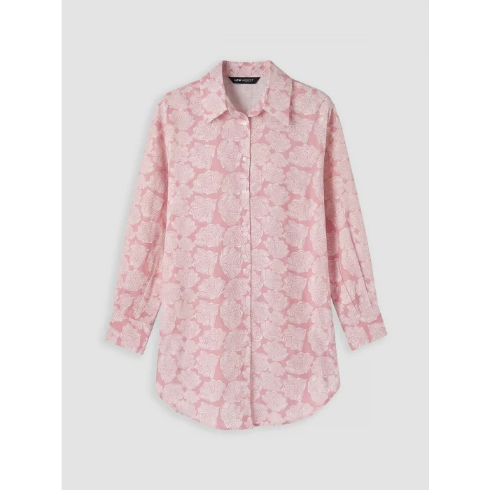 LCW Modest Pembe Desenli Oversize Kadın Gömlek Tunik