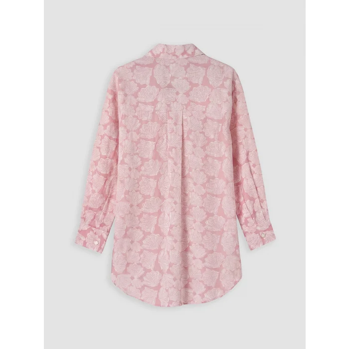 LCW Modest Pembe Desenli Oversize Kadın Gömlek Tunik