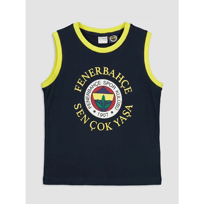 LCW Kids Lacivert Fenerbahçe Baskılı Erkek Çocuk Şortlu Pijama Takımı