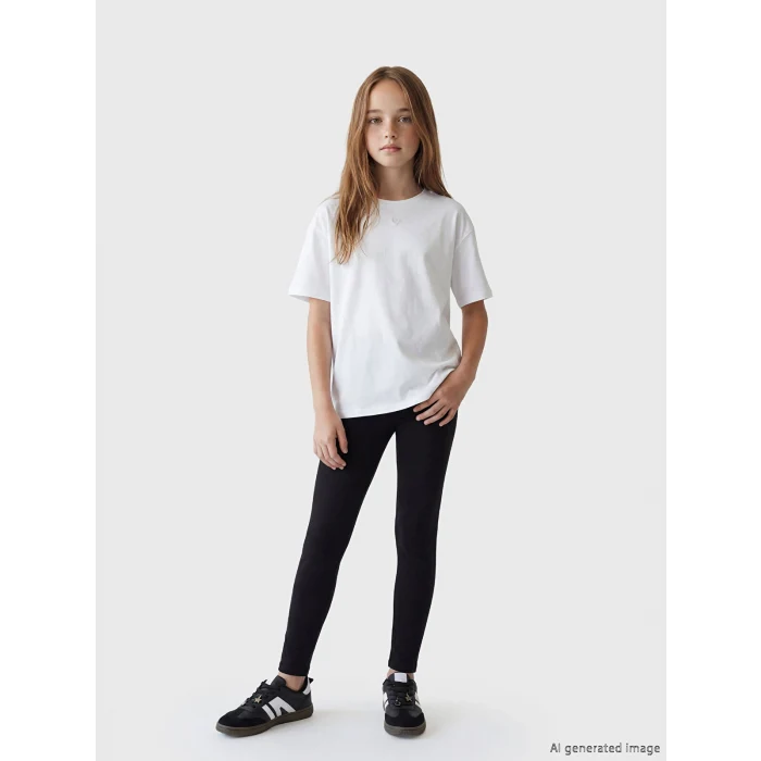 LCW Kids Siyah Beli Lastikli Kız Çocuk Tayt