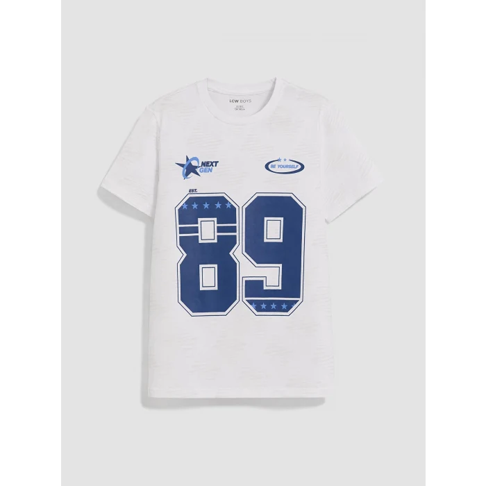 LCW Kids Beyaz Bisiklet Yaka Erkek Çocuk Şortlu Pijama Takımı