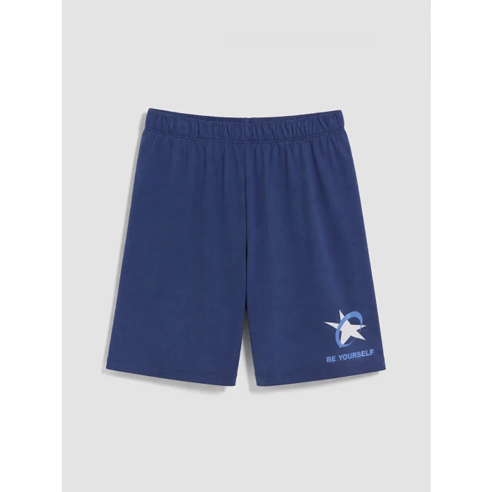 LCW Kids Beyaz Bisiklet Yaka Erkek Çocuk Şortlu Pijama Takımı