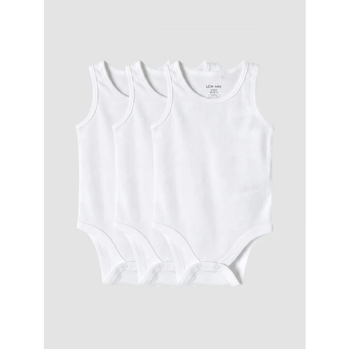 LCW baby Beyaz Kız Bebek Çıtçıtlı Body 3lü