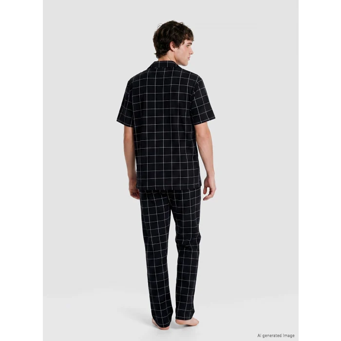LC WAIKIKI Siyah Regular Fit Ekose Erkek Pijama Takım