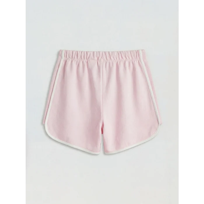 LCW Kids Pembe Yan Şeritli Baskılı Kız Çocuk Şort