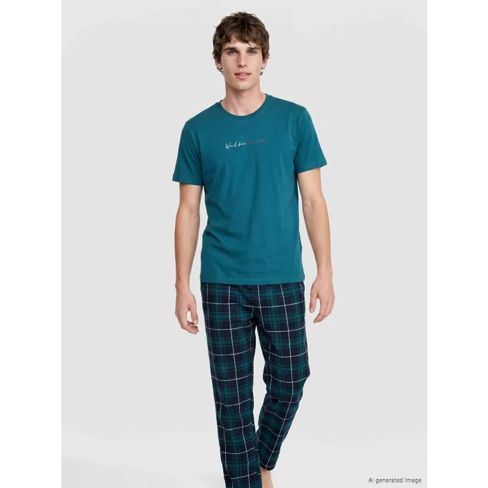 LC WAIKIKI Lacivert Regular Fit Ekose Erkek Pijama Takımı
