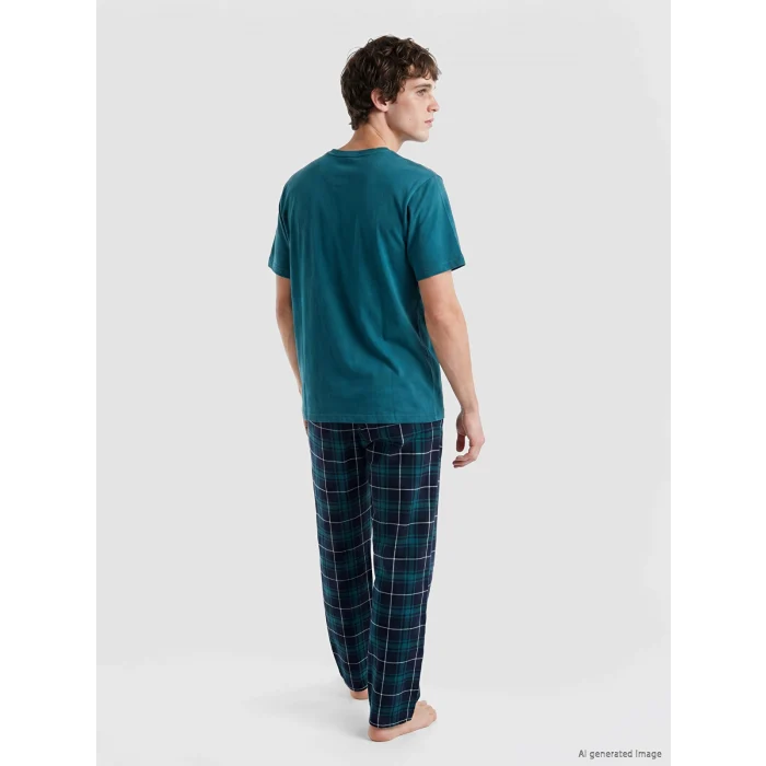 LC WAIKIKI Lacivert Regular Fit Ekose Erkek Pijama Takımı