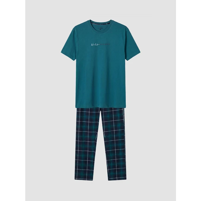 LC WAIKIKI Lacivert Regular Fit Ekose Erkek Pijama Takımı