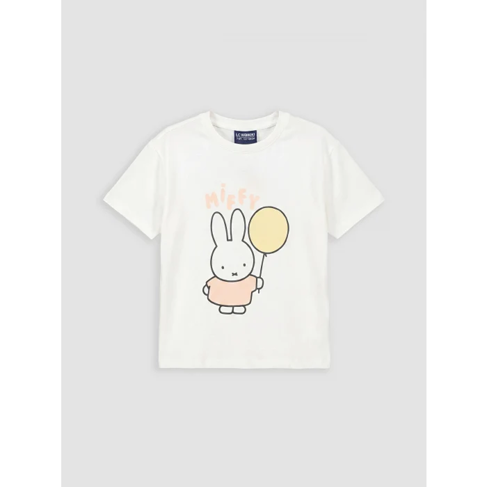 LCW Kids Ekru Miffy Baskılı Kız Çocuk Şortlu Pijama Takımı