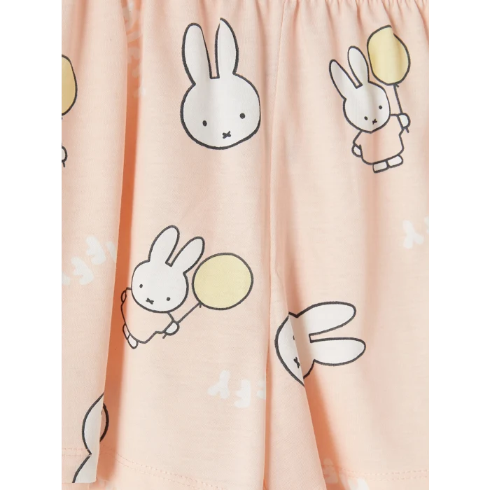 LCW Kids Ekru Miffy Baskılı Kız Çocuk Şortlu Pijama Takımı