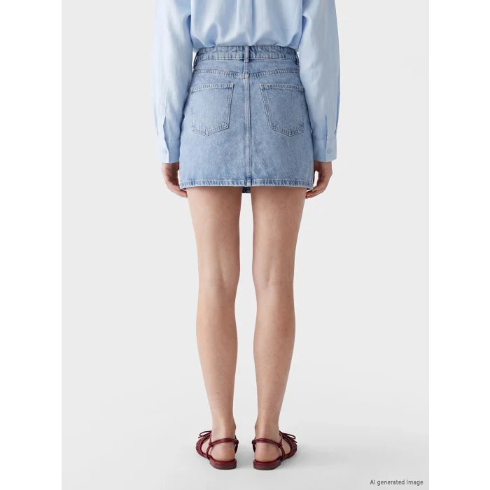 XSIDE Mavi Taşlı Mini Jean Etek