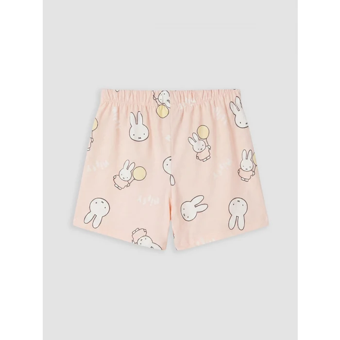 LCW Kids Ekru Miffy Baskılı Kız Çocuk Şortlu Pijama Takımı