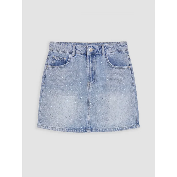 XSIDE Mavi Taşlı Mini Jean Etek