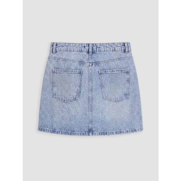 XSIDE Mavi Taşlı Mini Jean Etek