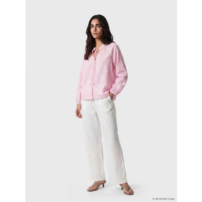LCW Vision Pembe Nakışlı Oversize %100 Pamuklu Bluz