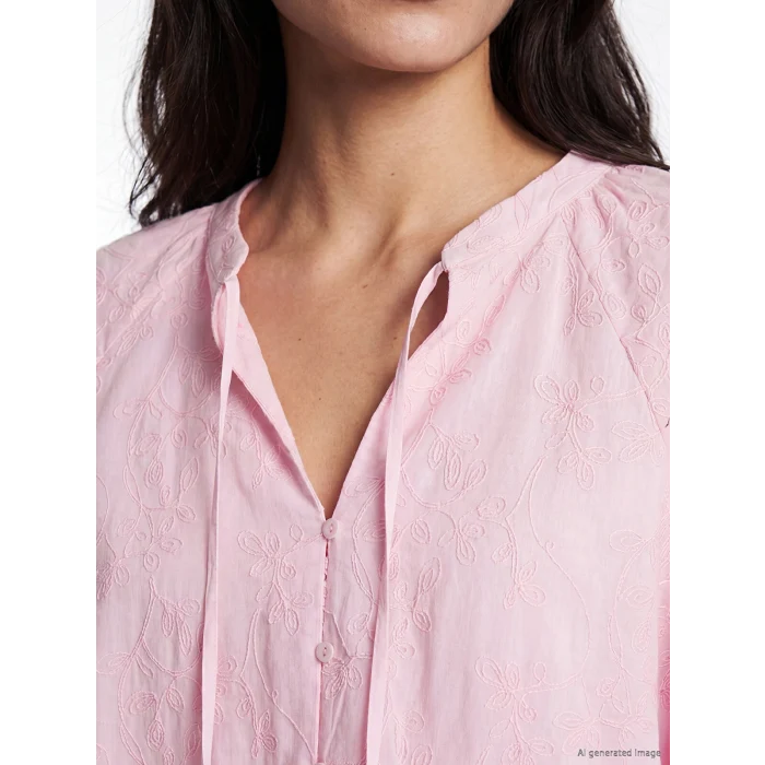 LCW Vision Pembe Nakışlı Oversize %100 Pamuklu Bluz