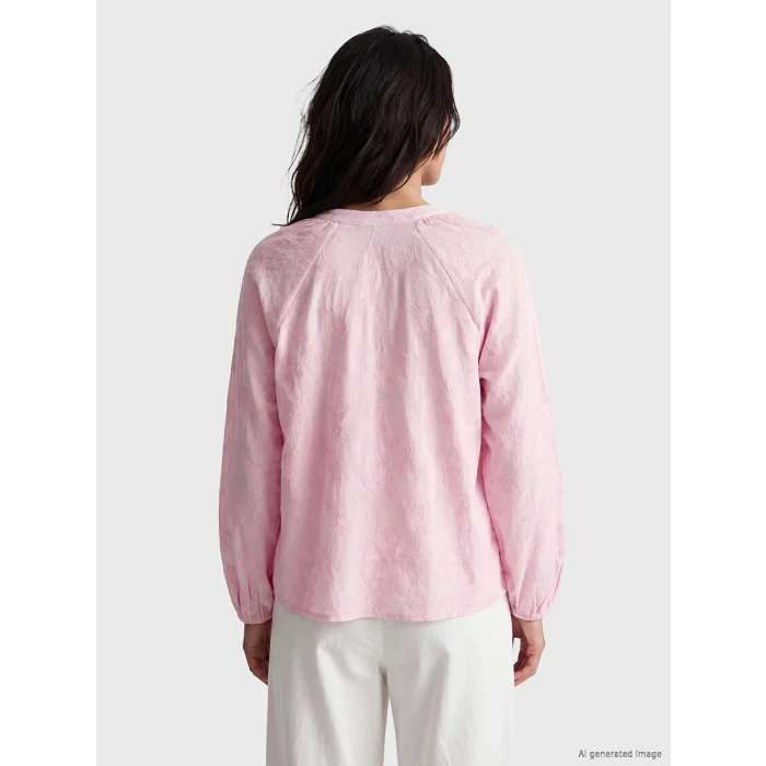 LCW Vision Pembe Nakışlı Oversize %100 Pamuklu Bluz