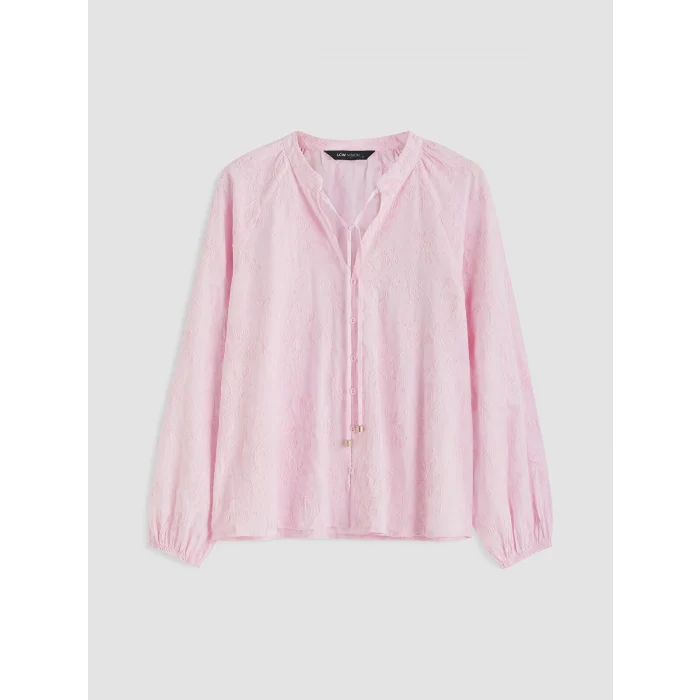 LCW Vision Pembe Nakışlı Oversize %100 Pamuklu Bluz