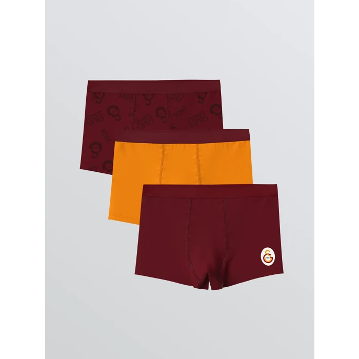 LCW Kids Kırmızı Galatasaray Lisanslı 3lü Erkek Çocuk Boxer