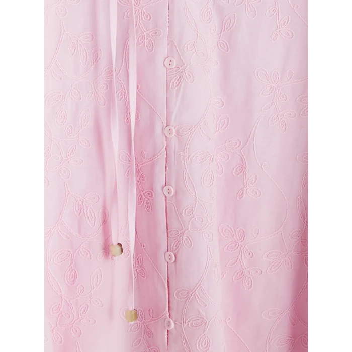 LCW Vision Pembe Nakışlı Oversize %100 Pamuklu Bluz