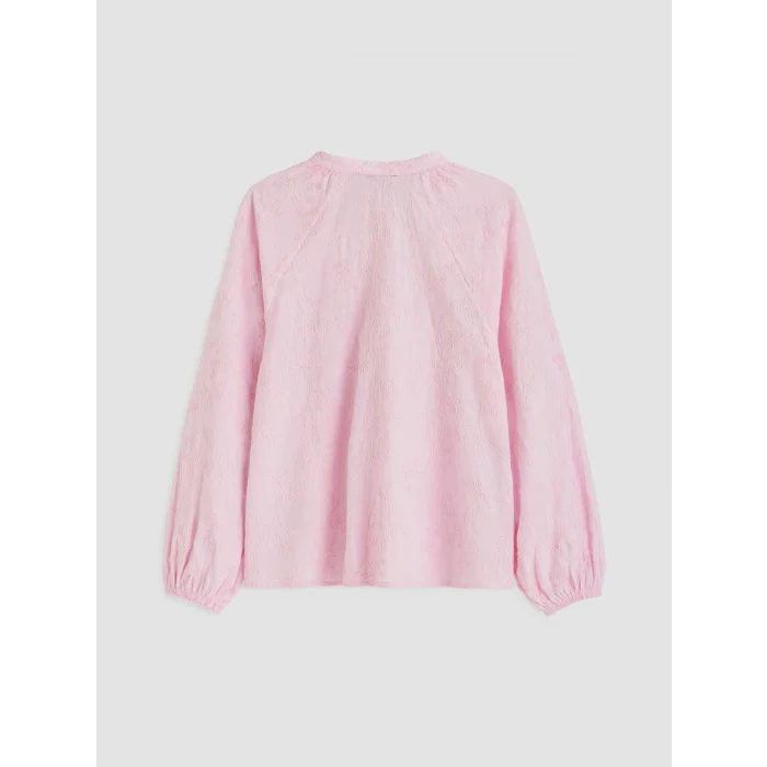 LCW Vision Pembe Nakışlı Oversize %100 Pamuklu Bluz