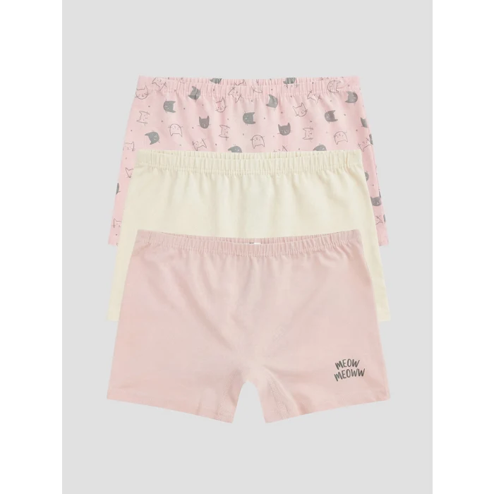 LCW Kids Pembe Baskılı Kız Çocuk Boxer 3lü