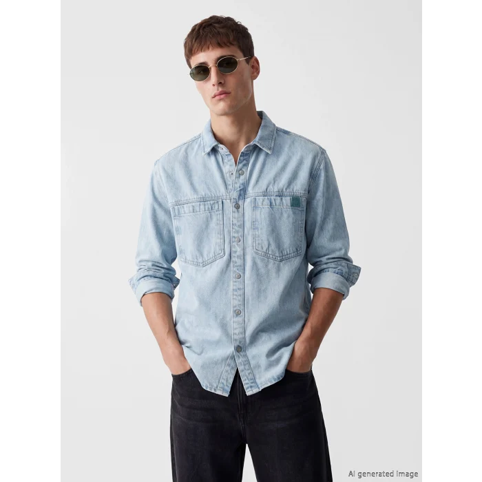 LCW Jeans İndigo Loose Fit Erkek Jean Gömlek