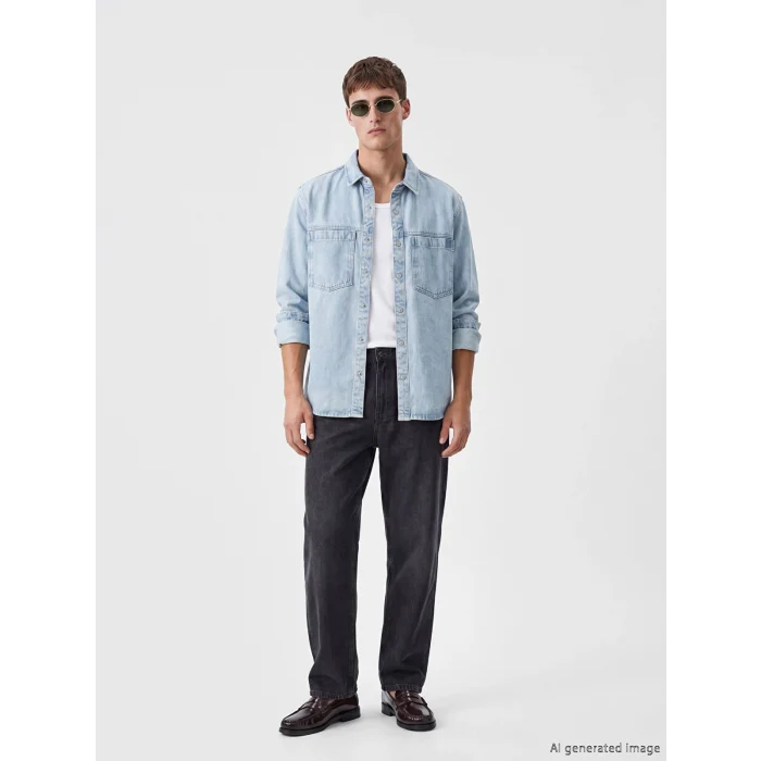LCW Jeans İndigo Loose Fit Erkek Jean Gömlek