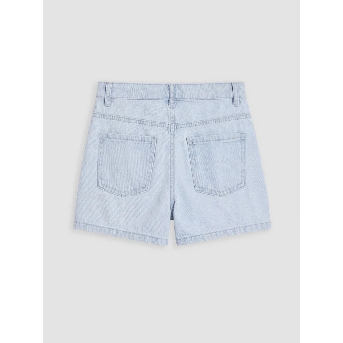 LCW Kids İndigo Taş İşlemeli Fiyonk Desenli Kız Çocuk Jean Şort