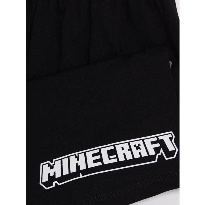 LCW Kids Ekru Minecraft Baskılı Erkek Çocuk Şortlu Pijama Takımı