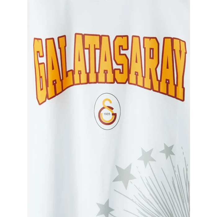 LCW Kids Beyaz Bisiklet Yaka Galatasaray Baskılı Erkek Çocuk Tişört