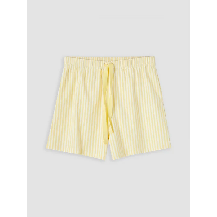 LCW Young Sarı Bisiklet Yaka Kadın Şortlu Pijama Takımı