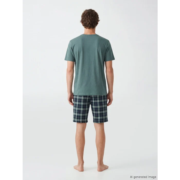 LC WAIKIKI Yeşil Standart Kalıp Erkek Şortlu Pijama Takımı