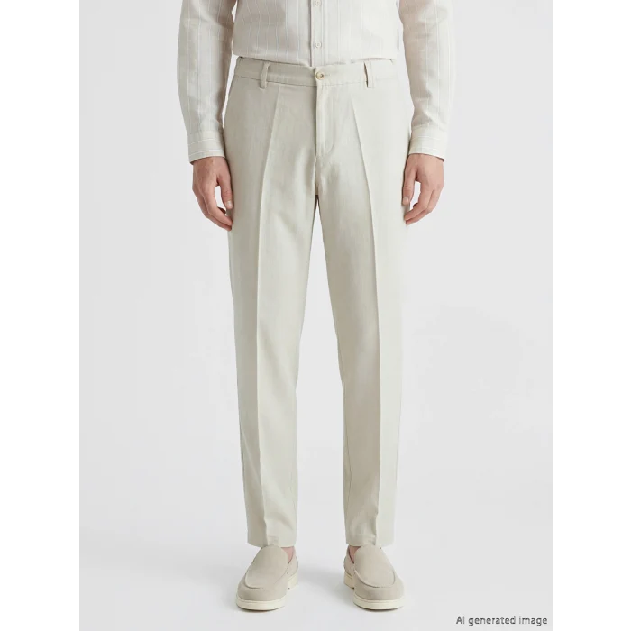 SOUTHBLUE Bej Regular Fit Keten Görünümlü Erkek Pantolon