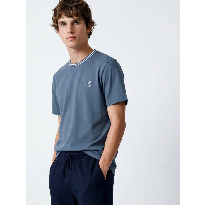 LC WAIKIKI İndigo Standart Kalıp Erkek Şortlu Pijama Takımı
