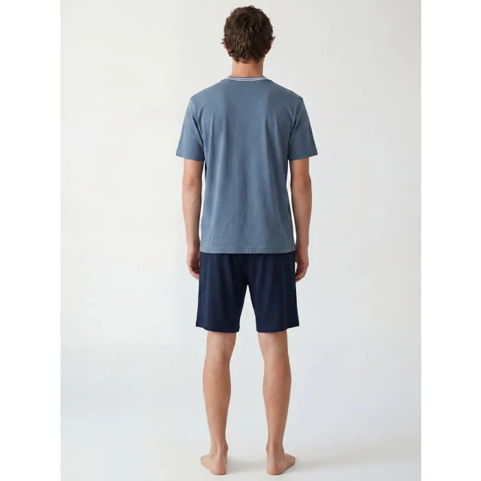 LC WAIKIKI İndigo Standart Kalıp Erkek Şortlu Pijama Takımı