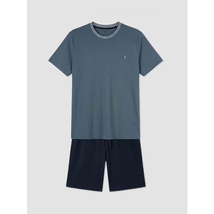 LC WAIKIKI İndigo Standart Kalıp Erkek Şortlu Pijama Takımı