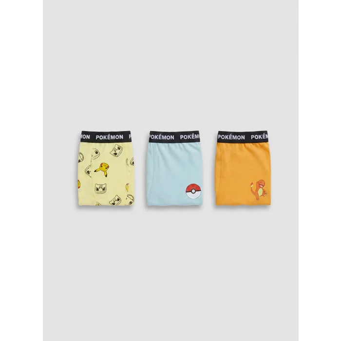 LCW Kids Sarı Pokemon Baskılı Erkek Çocuk Boxer 3lü