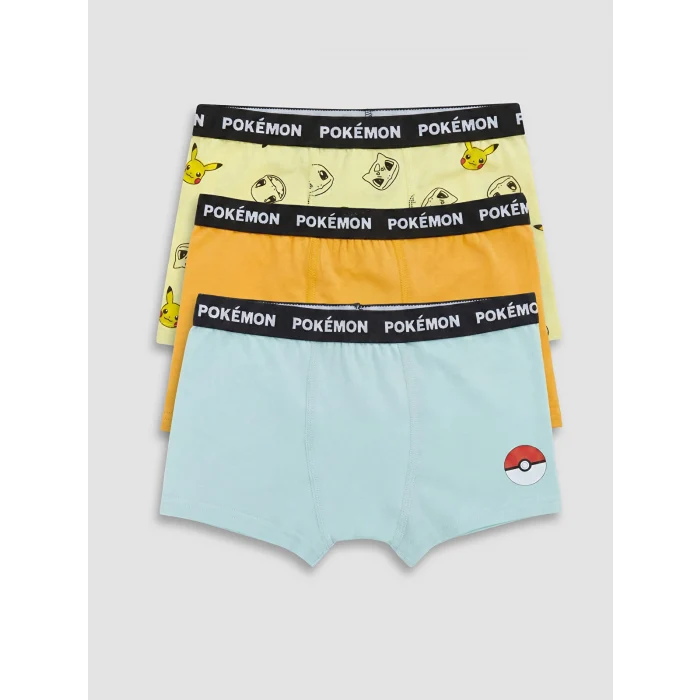 LCW Kids Sarı Pokemon Baskılı Erkek Çocuk Boxer 3lü