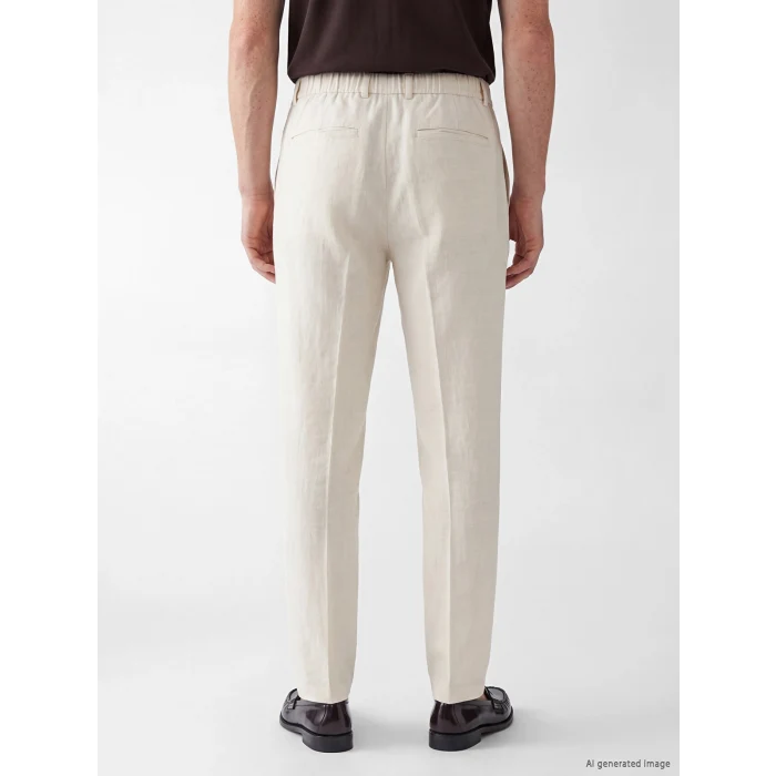 SOUTHBLUE Bej Regular Fit Keten Karışımlı Erkek Pileli Pantolon