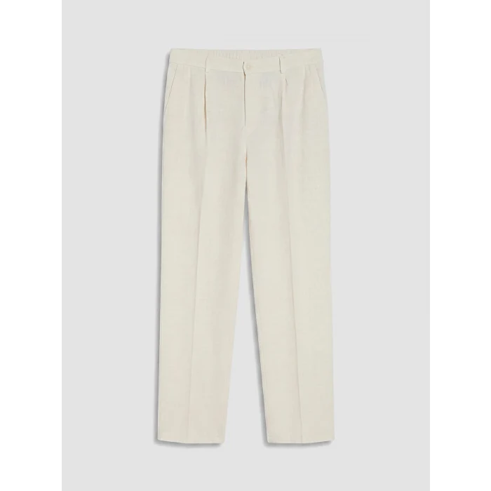 SOUTHBLUE Bej Regular Fit Keten Karışımlı Erkek Pileli Pantolon
