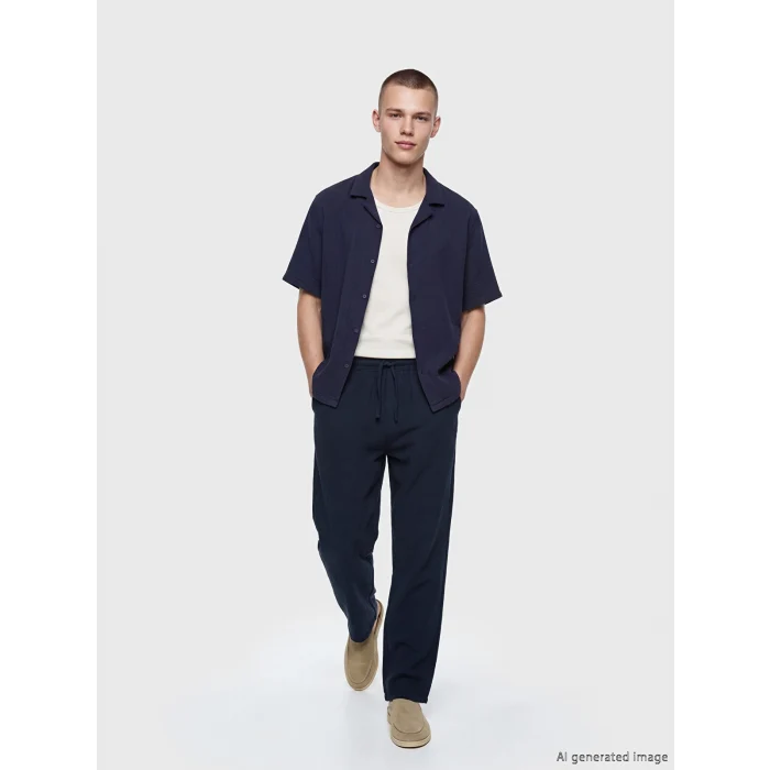 XSIDE Lacivert Loose Fit Erkek Müslin Pantolon