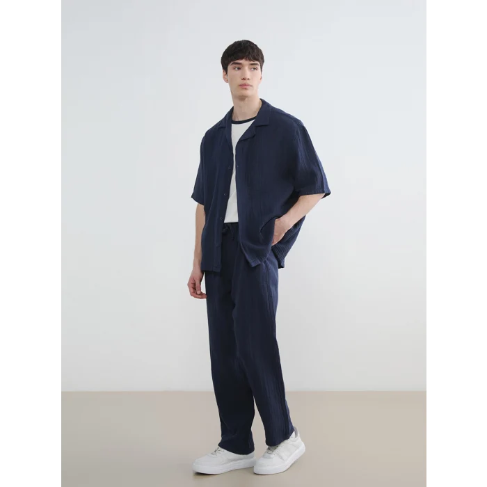 XSIDE Lacivert Loose Fit Erkek Müslin Pantolon
