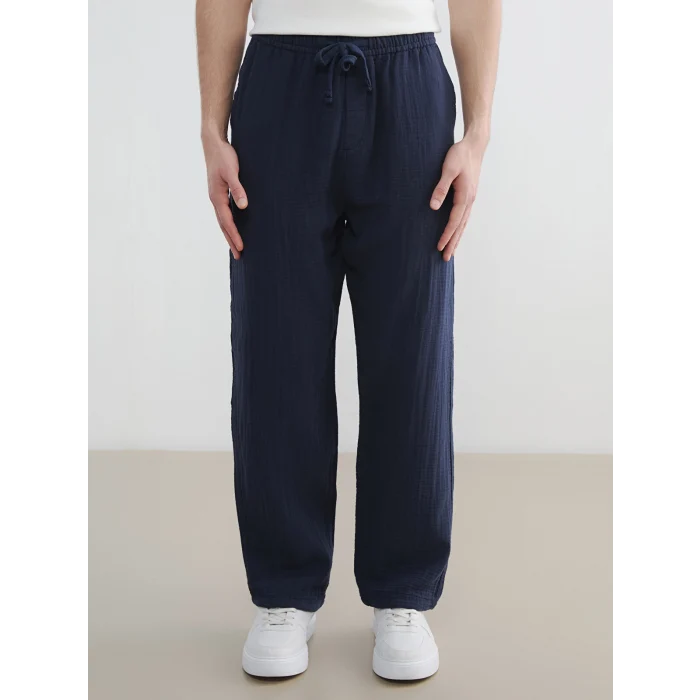 XSIDE Lacivert Loose Fit Erkek Müslin Pantolon