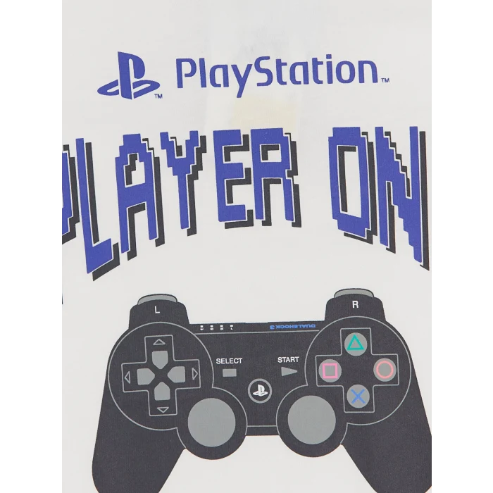 LCW Kids Beyaz Bisiklet Yaka Playstation Baskılı Erkek Çocuk Tişört