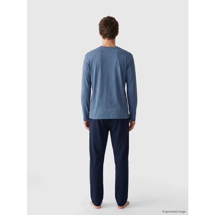 LC WAIKIKI İndigo Regular Fit Teddy Baskılı Erkek Pijama Takımı