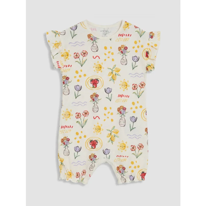 LCW baby Yeşil Fırfırlı Baskılı Kız Bebek 2li Tulum
