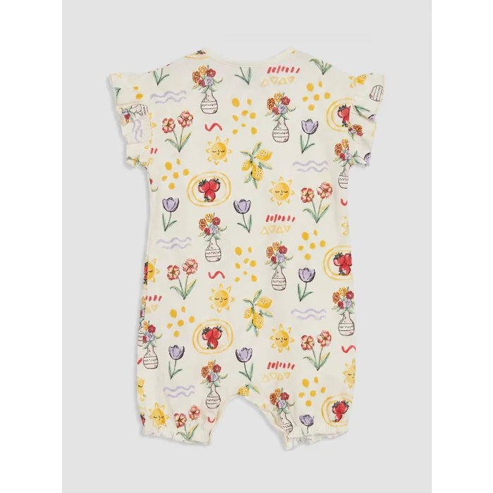 LCW baby Yeşil Fırfırlı Baskılı Kız Bebek 2li Tulum